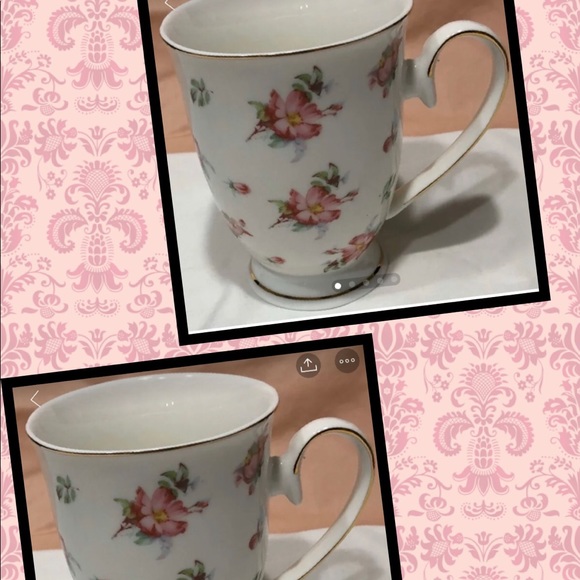 2 each Grace’s Teaware Pink Floral Tea/Coffee Cup - Picture 3 of 7